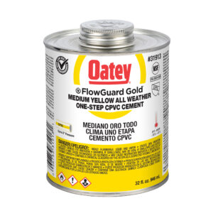 Cemento de CPVC Oatey Flowguard Gold de 32oz para todo tipo de clima